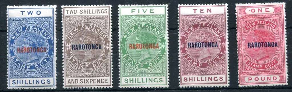 Cook Islands 1921/23 2/- to £1 Postal Fiscals on ... Image 1++