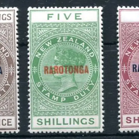 Cook Islands 1921/23 2/- to £1 Postal Fiscals on ...