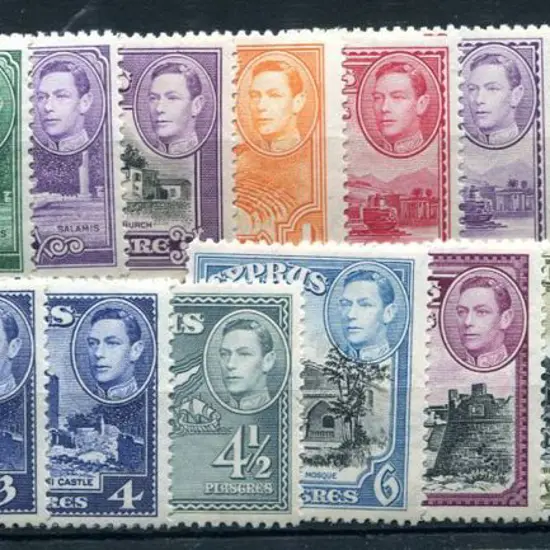 Cyprus 1938/51 1/4pi to £1 KGVI pictorials, ...