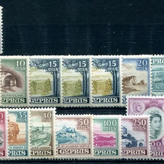 Cyprus 1955/58 QEII pictorials with all listed ...