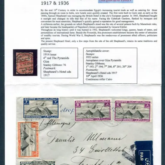 Egypt 1935 Cairo to Frankfurt Airmail cover ...