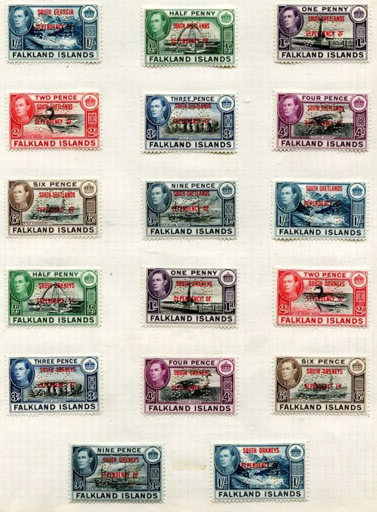 Falkland Is Dependencies 1944 KGVI red ovpts ... Image 1++