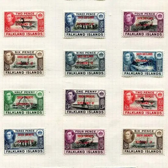 Falkland Is Dependencies 1944 KGVI red ovpts ...