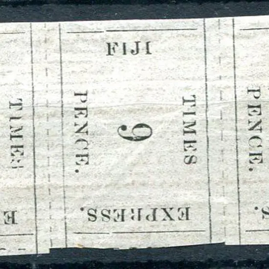 Fiji 1870 6d, 9d & 1/- "Fiji Times" vertical strip ...