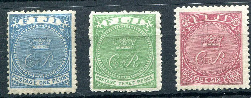 Fiji 18711d, 3d & 6d Cakobau Rex (C.R.) set of 3. ... Image 1++