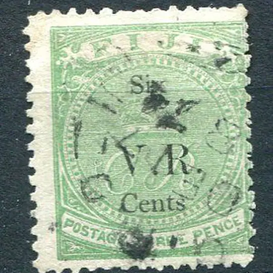Fiji 1874 "V.R." (SG type 6) ovpt on 1872 "Six ...