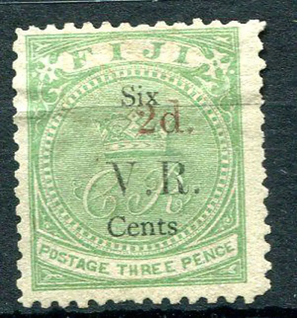 Fiji 1875 "2d." ovpt in black on 1874 "V.R." type ... Image 1++