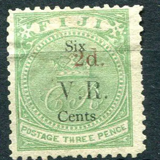 Fiji 1875 "2d." ovpt in black on 1874 "V.R." type ...