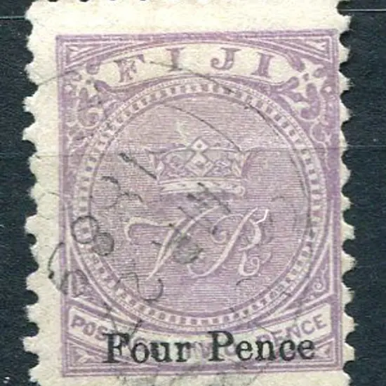 Fiji 1878/99 "Four Pence" 14mm surcharge on 2d ...