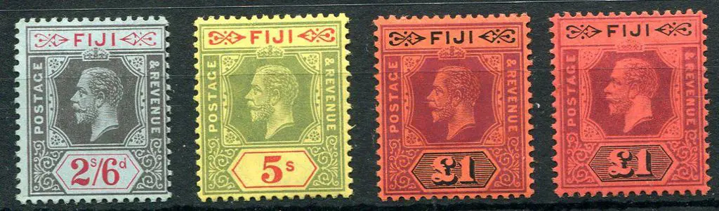Fiji 1912/23 2/6d, 5/- & both dies of £1 with MCA ... Image 1++