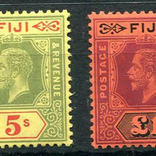 Fiji 1912/23 2/6d, 5/- & both dies of £1 with MCA ...