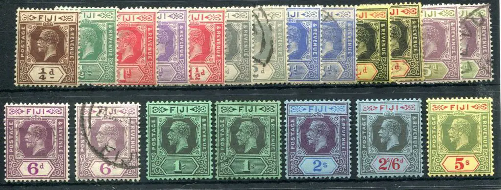 Fiji 1922/29 ¼d to 5/- with script wmk. MLH plus a ... Image 1++