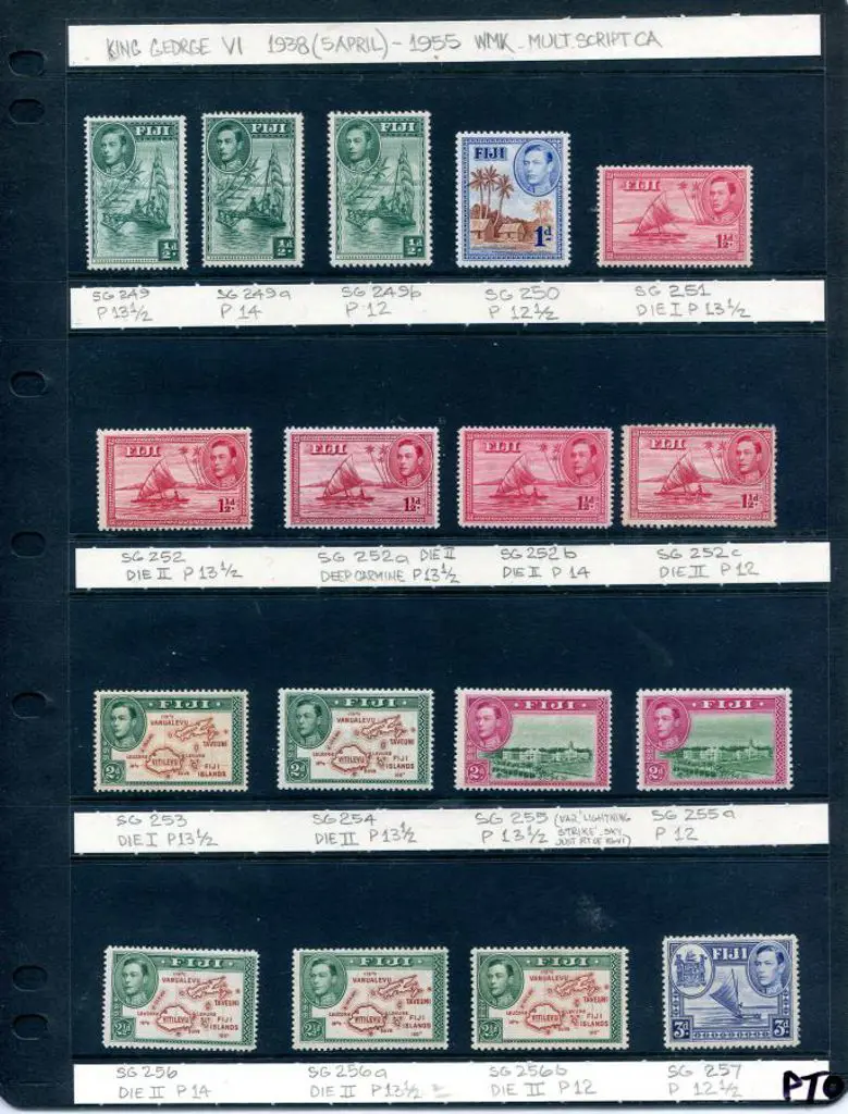 Fiji 1938/55 ½d to £1 KGVI pictorials with various ... Image 1++