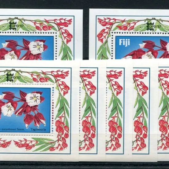 Fiji 1987 Tagimoucia Flower M/S's x 8 all ovptd ...