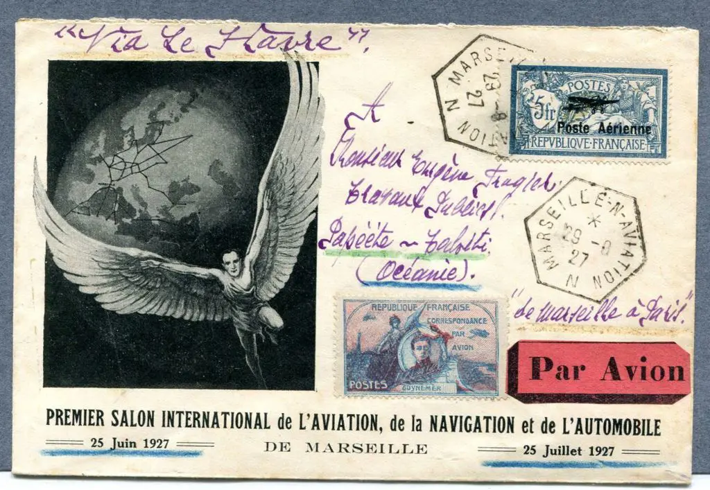 France 1927 (29th Aug) Marseilla to Pappete Tahiti ... Image 1++