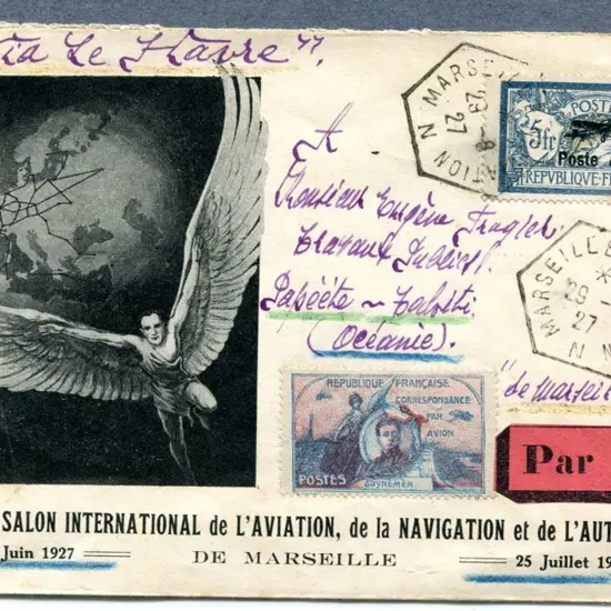 France 1927 (29th Aug) Marseilla to Pappete Tahiti ...