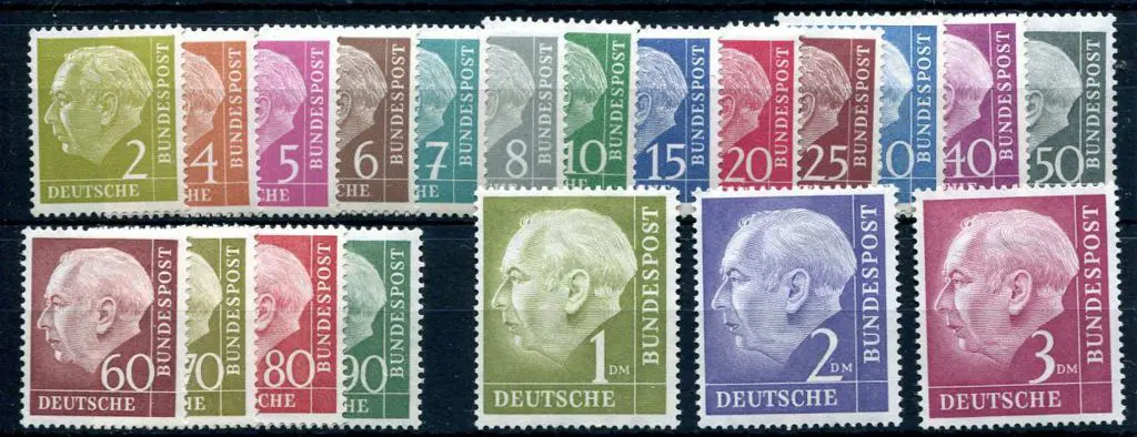 Germany-West 1954/60 Pres Heuss set of 20 to 3DM. ... Image 1++