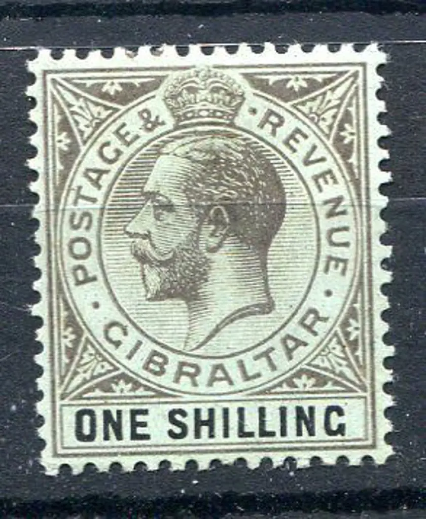 Gibraltar 1912/24 1/- black/green KGV on ordinary ... Image 1++