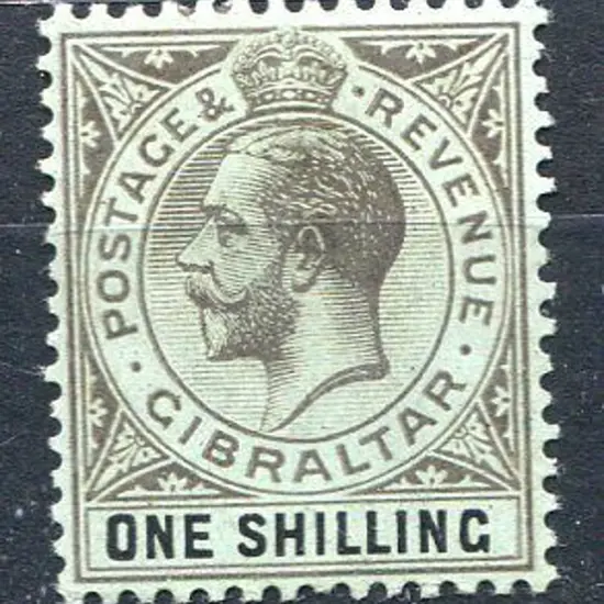 Gibraltar 1912/24 1/- black/green KGV on ordinary ...