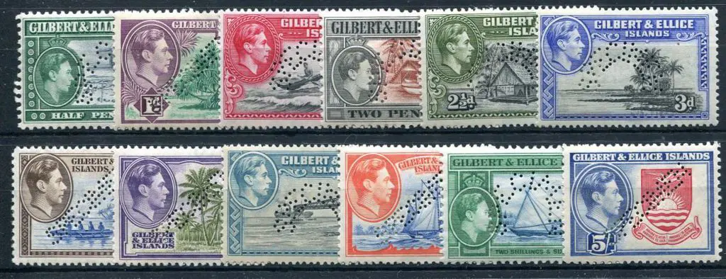 Gilbert & Ellice Is 1939/51 KGVI defins set of 12 ... Image 1++