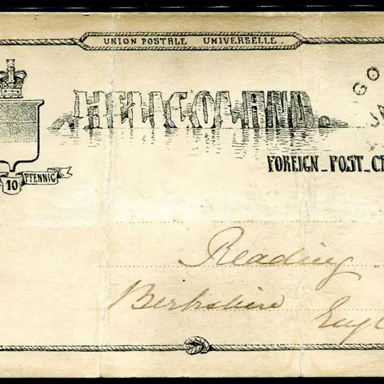 Heligoland 1882 10pf b/w hand-designed postcard ...