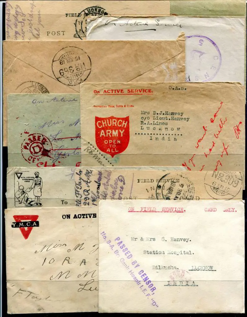 India WWI Field PO postcards with "Lucknow" cds's ... Image 1++