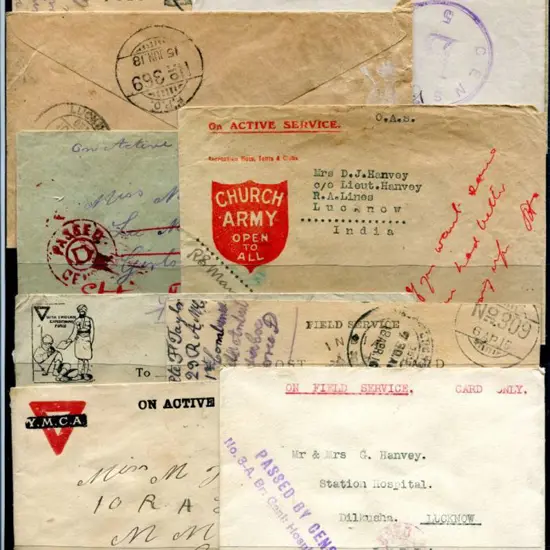 India WWI Field PO postcards with "Lucknow" cds's ...