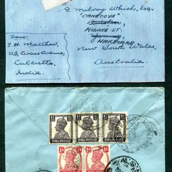 India 1945 (8th Dec) "Circus Calcutta" registered ...