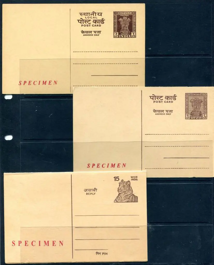 India 1957 3np & 6np unused Post Cards with former ... Image 1++