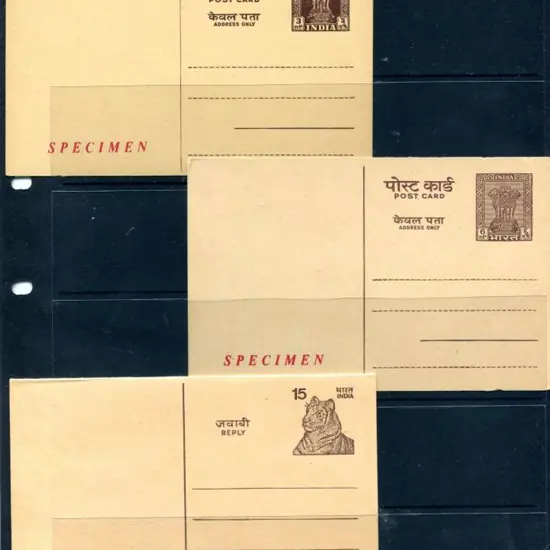 India 1957 3np & 6np unused Post Cards with former ...