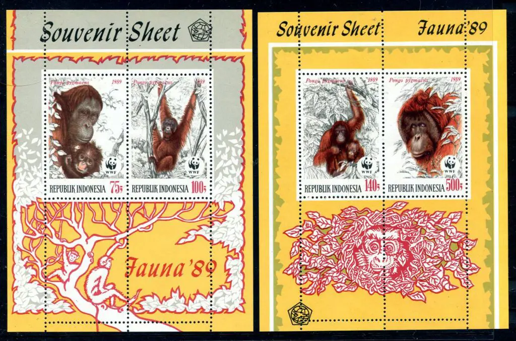 Indonesia 1989 Orang Utang WWF M/S pair. Fine MUH. ... Image 1++