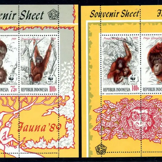 Indonesia 1989 Orang Utang WWF M/S pair. Fine MUH. ...