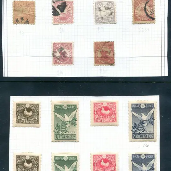 Japan 1875 bird forgeries used on wove paper with ...