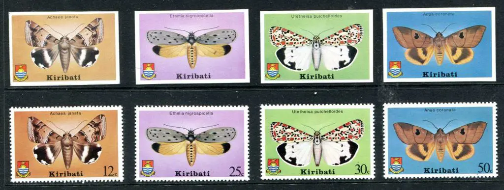Kiribati 1980 Moths set of 4 trial proof on ... Image 1++