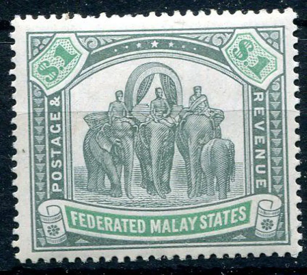 Malaya - FMS1904/11 $1 grey-green & green ... Image 1++
