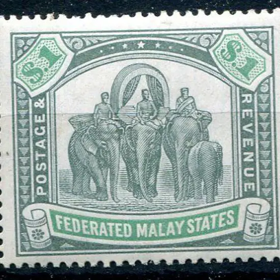Malaya - FMS1904/11 $1 grey-green & green ...
