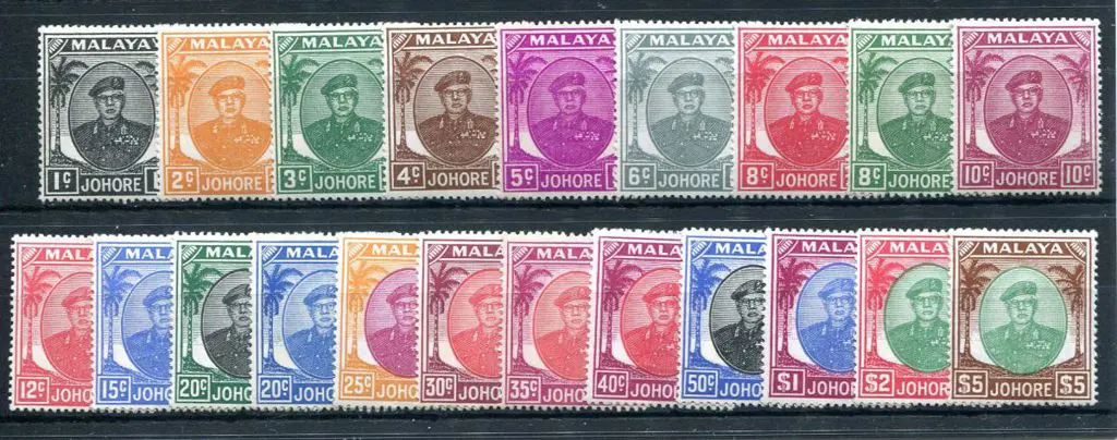 Malaya-Johore 1949/55 1c to $5 Sultan Sir Ibrahim. ... Image 1++
