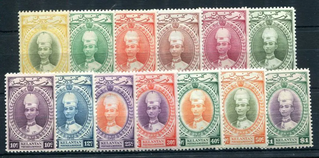 Malaya-Kelantan 1937/40 1c to $1 Sultan Ismail set ... Image 1++