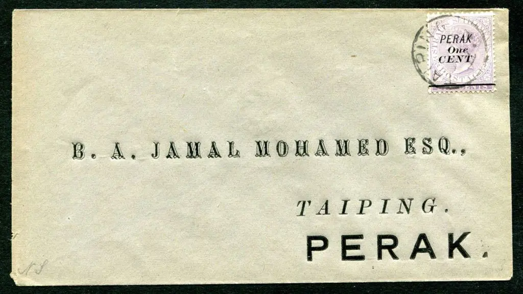 Malaysian States - Perak 1891 "One CENT" on 6c ... Image 1++