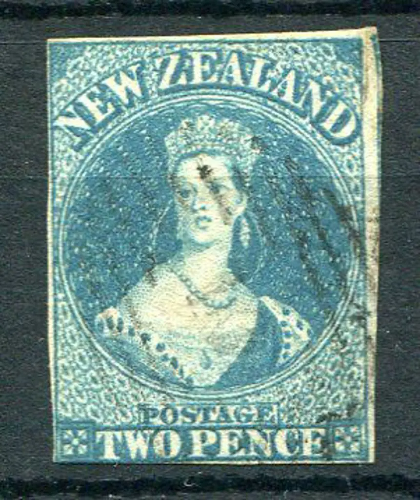 New Zealand 1855 2d dull blue on blued paper with ... Image 1++