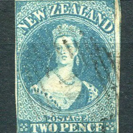 New Zealand 1855 2d dull blue on blued paper with ...