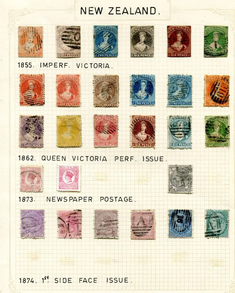 New Zealand 1855/73 used group with imperf Chalons ... Image 1++