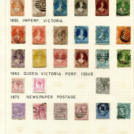 New Zealand 1855/73 used group with imperf Chalons ...