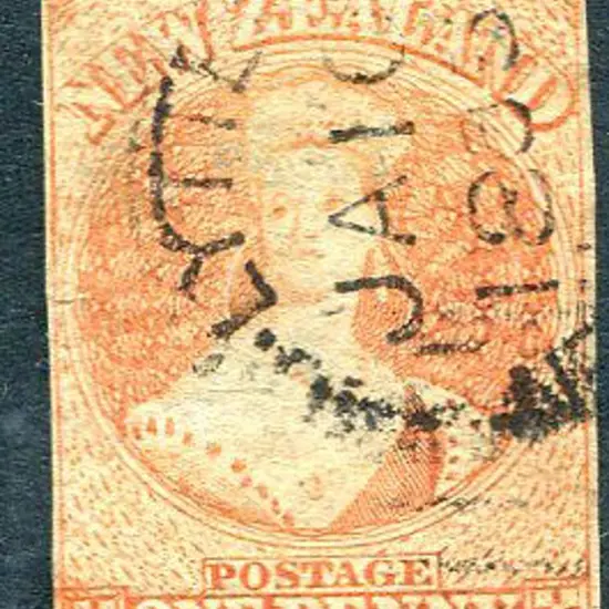 New Zealand 1857/63 1d dull orange no wmk. Fine ...