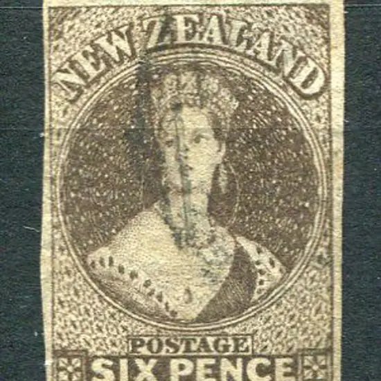 New Zealand 1862/63 6d black brown imperf on ...