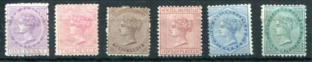 New Zealand 1874/78 QV First Sideface set of 6 to ... Image 1++