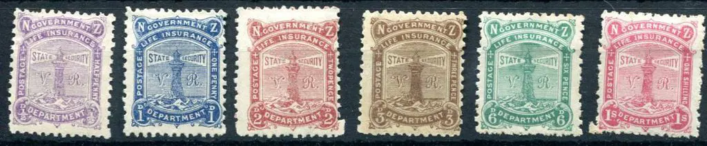New Zealand 1891/98 Govt Life Insurance set of 6 ... Image 1++