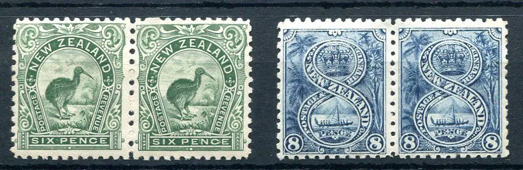New Zealand 1899/1903 6d deep green & 8d Prussian ... Image 1++