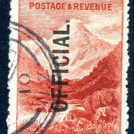 New Zealand 1907 5/- Mt Cook ovptd "OFFICIAL" with ...