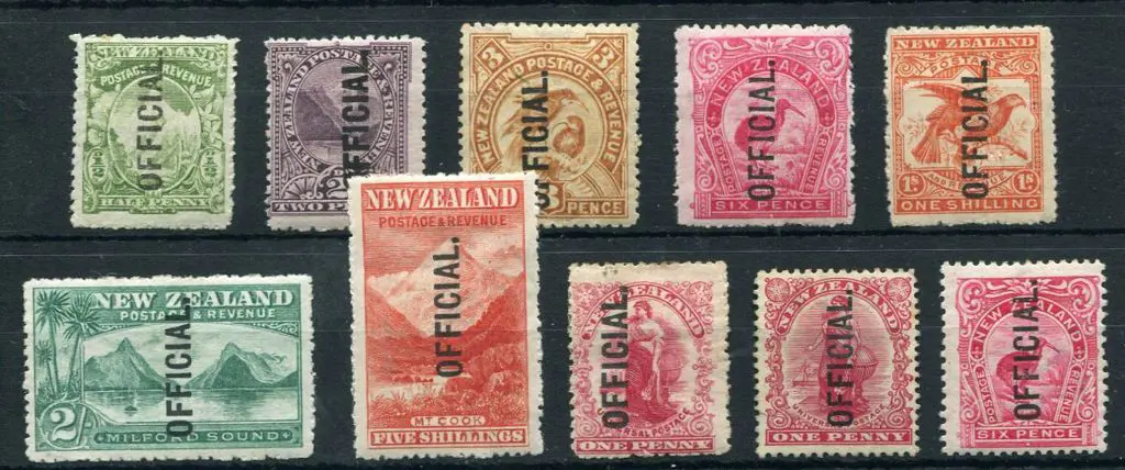 New Zealand 1907/11 Officials simplified set of 8 ... Image 1++